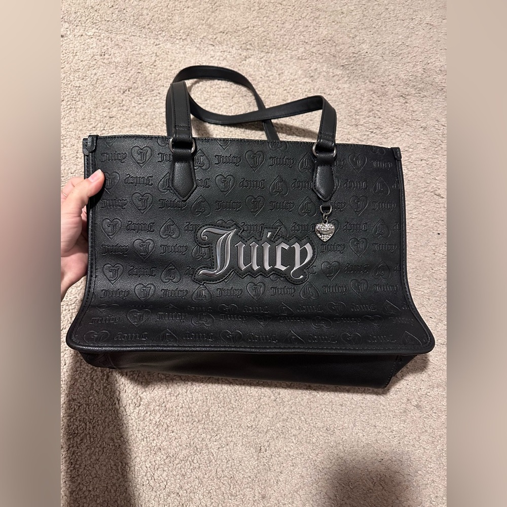 Juicy Couture Black Tote bag with embossed all over print logo